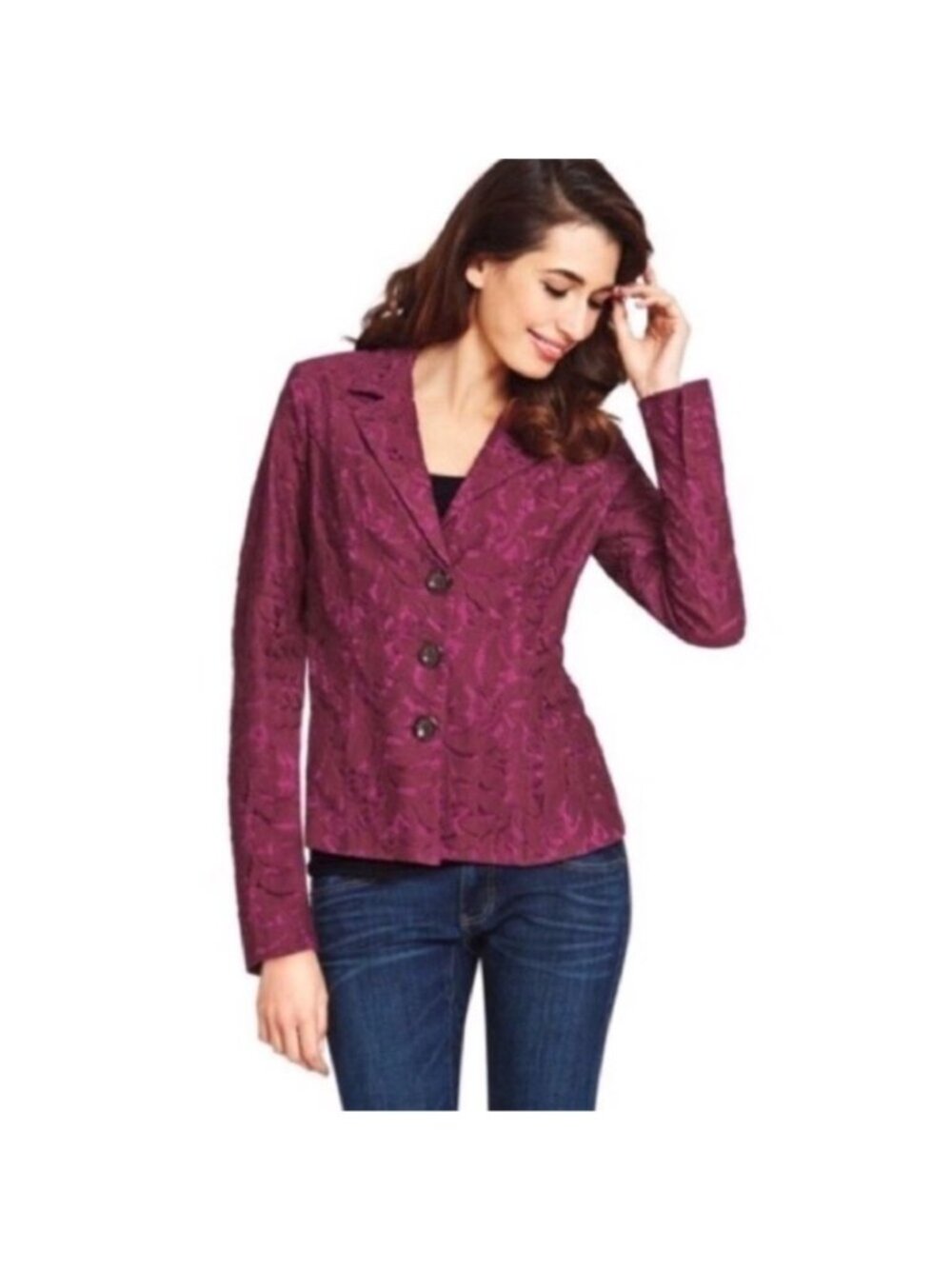 CABI Frolic Jacket Blazer in Plumberry Lace (Purple) Sz 2 #128 EUC